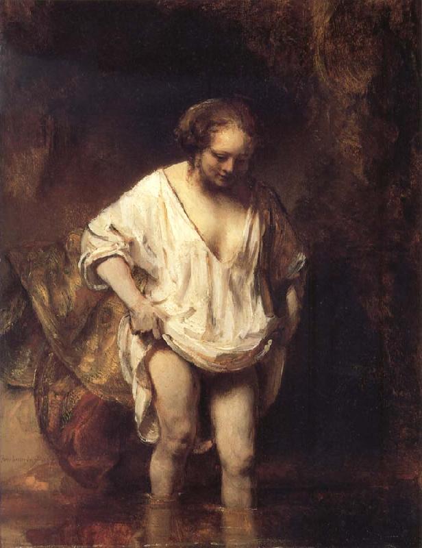 REMBRANDT Harmenszoon van Rijn Hendrickje Bathing in a River Sweden oil painting art